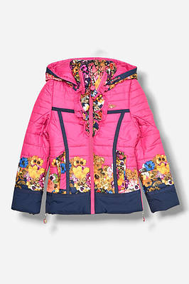Куртка дитяча для дівчинки демісезонна малинового кольору з принтом р.122 208069T Безкоштовна доставка