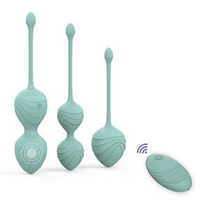Набір вагінальних віброкульок Every Night Toys Audrey, 3 шт, з дистанційним пультом, бірюзовий