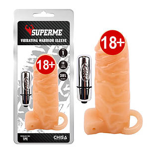 Насадка на член, що збільшує Chisa Superme Vibrating Warrior Sleeve реалістична, з віброкулею