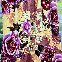 Простирадло махрове мікрофібра жовте з рожевим євро розмір 230*200 см №7