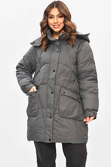 Куртка жіноча демісезонна напівбатальна сірого кольору 208202M