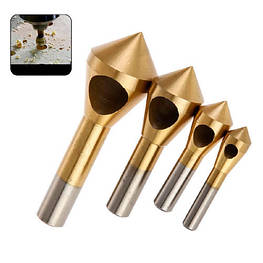 Набір зенківок 4шт 2/5-15/20мм, конічні з поперечним отвором, HSS сталь - оригінал