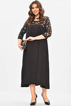 Сукня жіноча однотонна напівбатальна чорного кольору р.5 208183M