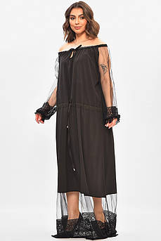 Сукня жіноча однотонна батальна чорного кольору р.5 208184M