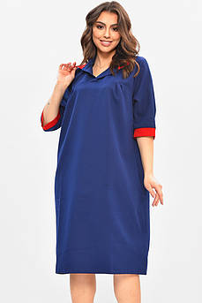 Сукня жіноча однотонна напівбатальна темно-синього кольору р.5 208187M