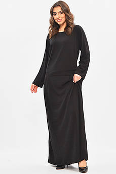 Сукня жіноча однотонна напівбатальна чорного кольору р.6 208189M