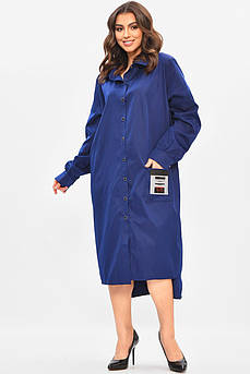 Сукня жіноча однотонна батальна темно-синього кольору р.6 208191M