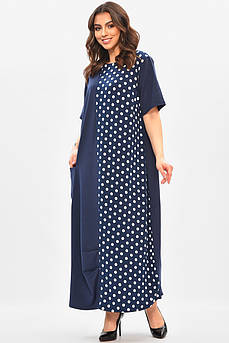 Сукня жіноча однотонна напівбатальна темно-синього кольору р.5 208192M