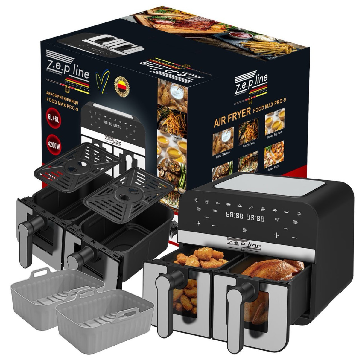 Аерогриль мультипіч на дві чаші із силіконовою формою Zepline ZP-0218 12 л 4200 Вт 5161065