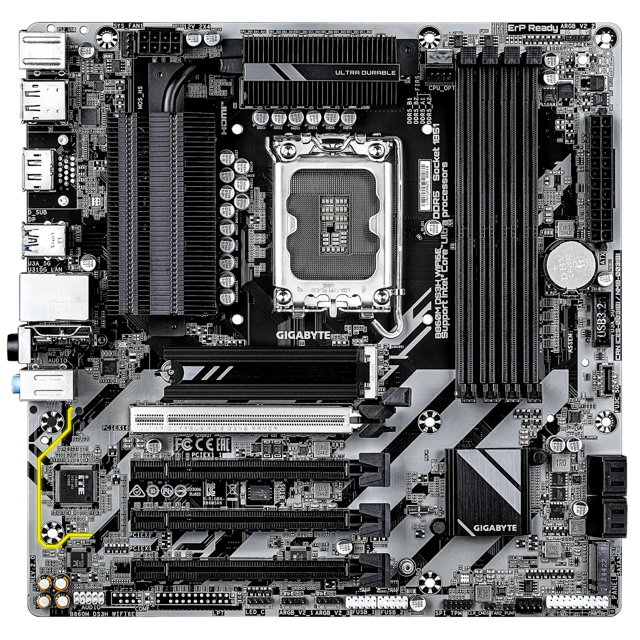 Материнська плата Gigabyte B860M DS3H WIFI6E (s1851, Intel B860, PCI-Ex16), фото 1