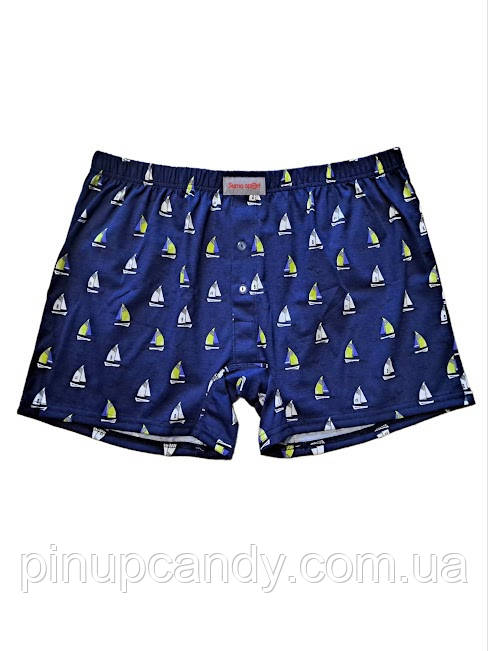 Чоловічі боксери облягаючі сімейні класика Bono облягаючі МО принт Короблі сині (розміри: 60,68), фото 1