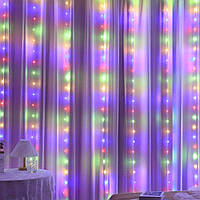 Светодиодная гирлянда USB штора RGB, 3x2 м, 8 режимов, с пультом