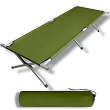Розкладачка армійська похідна НАТО Leobro 190х67 см до 120 кг зелена