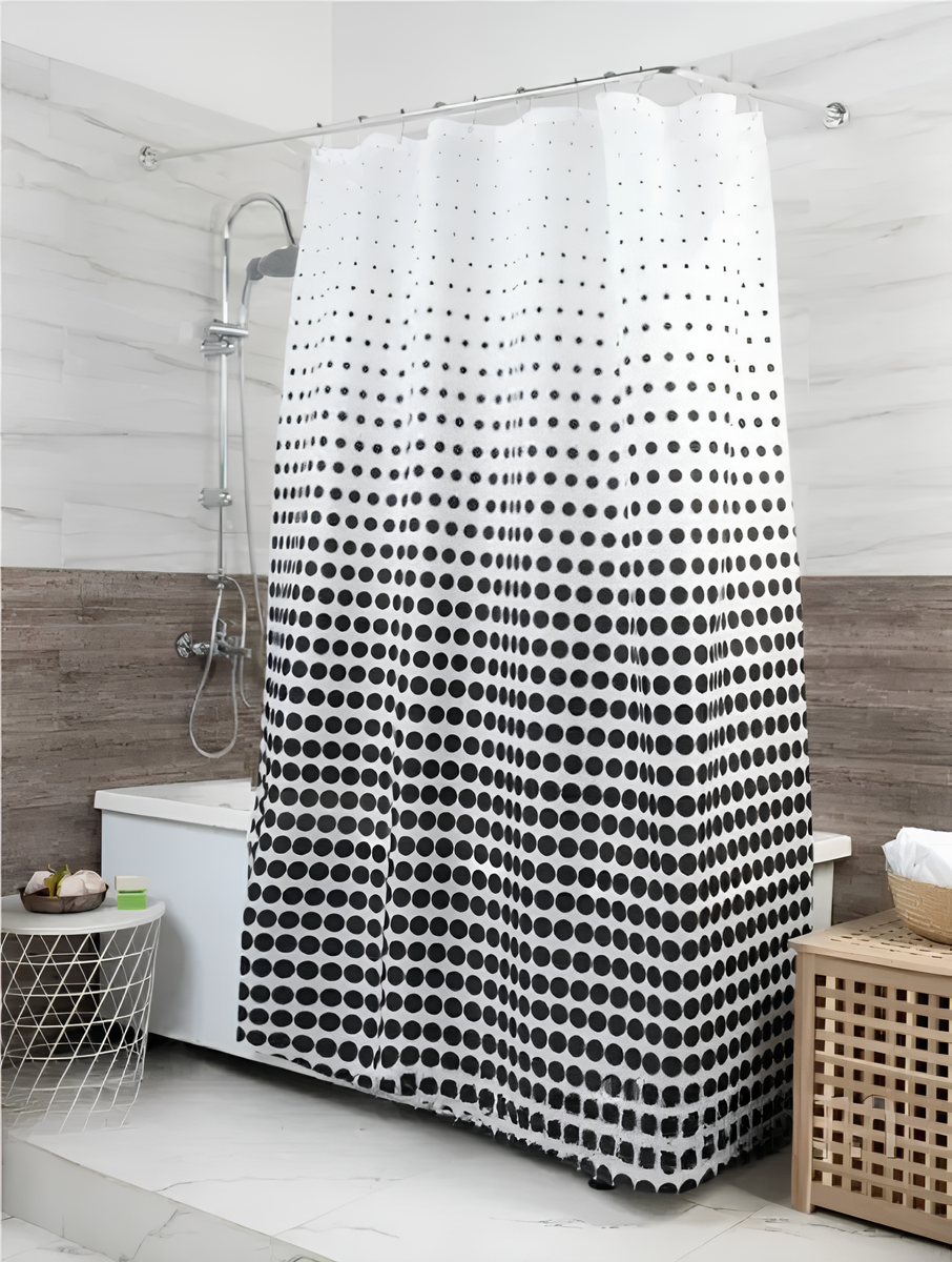 Штора для ванної кімнати Miranda Anka 180×200 см поліестер із кільцями, чорно-біла