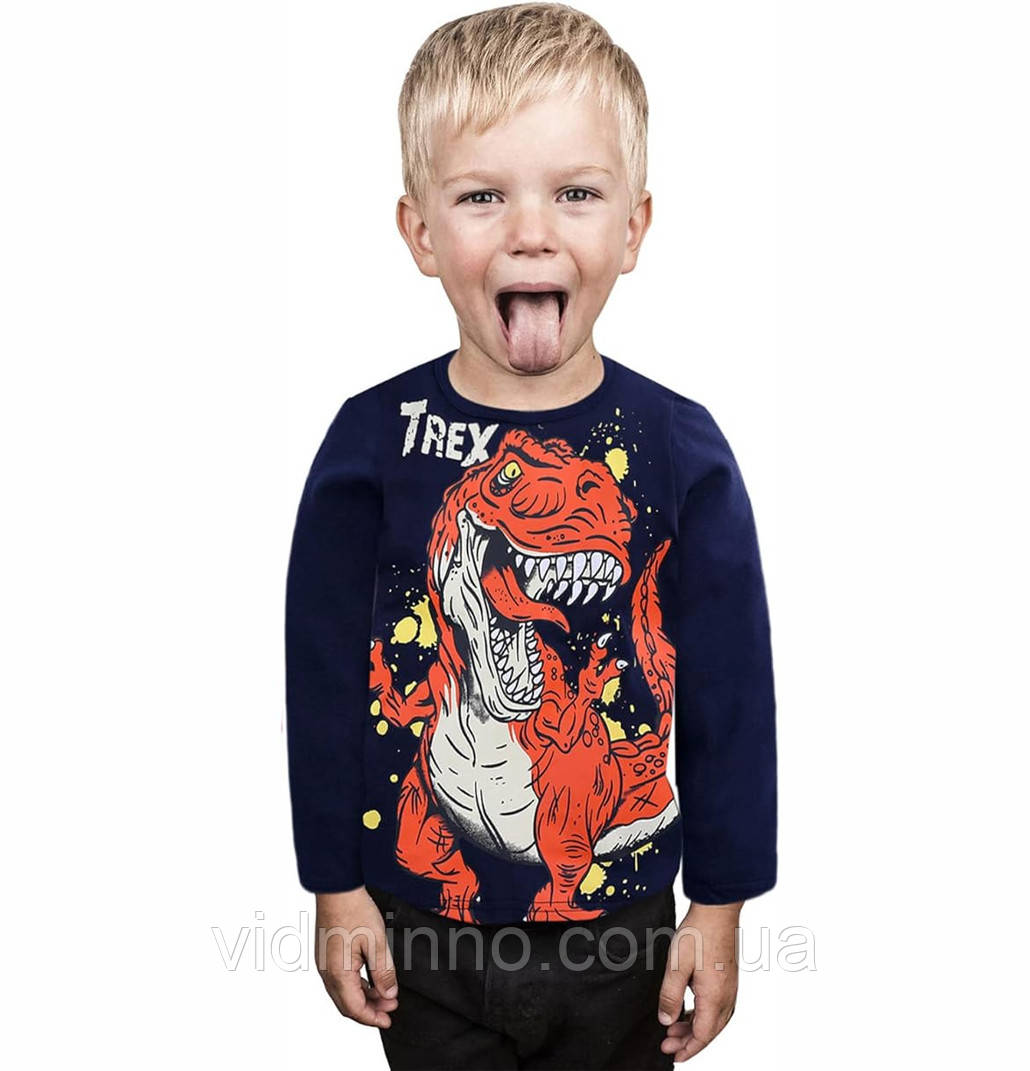 Кофта реглан лонгслів на хлопчика, Динозавр, р.7, фото 1