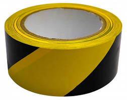 Стрічка самоклейка сигнальна жовто-чорна 50 мм 33 м