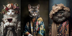 КУПОН Стрейч кулір «ТРИ КОТА» 70х180см. (діджитал)НЕ ПОВНИЙ КУПОН 0.55см