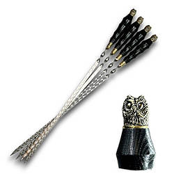 Шампура з дерев'яною ручкою Сова 4 шт. Gorillas BBQ SKK54