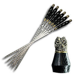 Шампура з дерев'яною ручкою Сова 6 шт. Gorillas BBQ SKK55