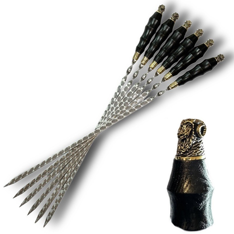 Шампура з дерев'яною ручкою Баран 6 шт. Gorillas BBQ SKK64, фото 1