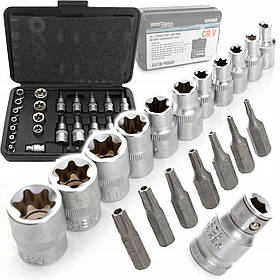 Набір біт та головок у кейсі Torx 30шт. Kraft&Dele KD10242