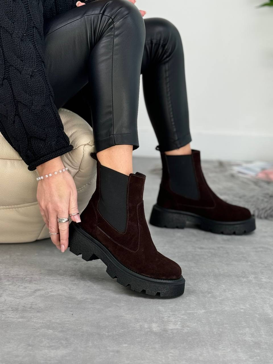 Жіночі зимові черевики, жіночі зимові черевики натуральна шкіра, чорні жіночі черевики зимові, фото 1