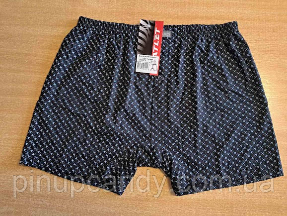 Чоловічі труси боксерки сімейні класичні 100% бавовна Atlet МБ принт чорні (розміри: 50,52), фото 1