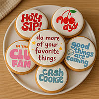 Медовий пряник комплімент круглий 5.5 см натуральний гурт із логотипом 50 шт.