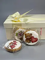 Медовий пряник комплімент круглий 5.5 см натуральний гурт із логотипом 3000 шт.