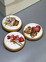 Медовий пряник комплімент круглий 5.5 см натуральний гурт із логотипом 1000 шт.