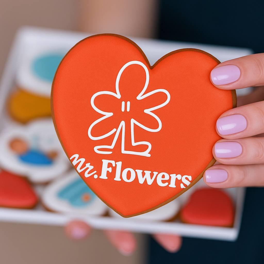 Медовий пряник сувенір Серце 9 см Харчовий друк вашого логотипа 50 шт., фото 1