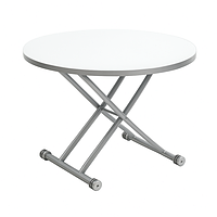 Стіл журнальний трансформер/обідній Тіно ніжки метал, Сірий, стільниця Біла (СДМ меблі-ТМ)