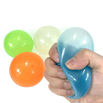 Липкі кульки, що світяться 4шт, 4.5см, Globbles RESTEQ / Антистрес іграшки, які прилипають до стін і світяться