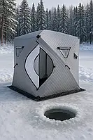 Палатка зимова утеплений куб рибальський 210х210 намет сірий для риболовлі туризму кемпінгу подорожей намет для зими Lugi