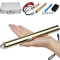 Професійна лазерна указка GOLD DRAGON, потужний синій лазер (50000 мВт, 2*18650, окуляри, кейс, насадки)