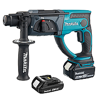 Профессиональный аккумуляторный перфоратор Makita DHR202RX4 : с АКБ 2шт-18V 3 Ач+1,5 Ач, 2 Дж NPP25