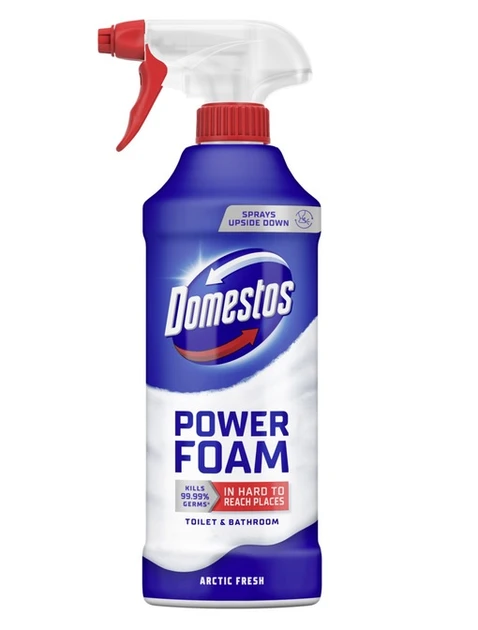 Спрей-піна Domestos Power Foam для чищення унітазу та ванної Арктична свіжість 435 мл, фото 1