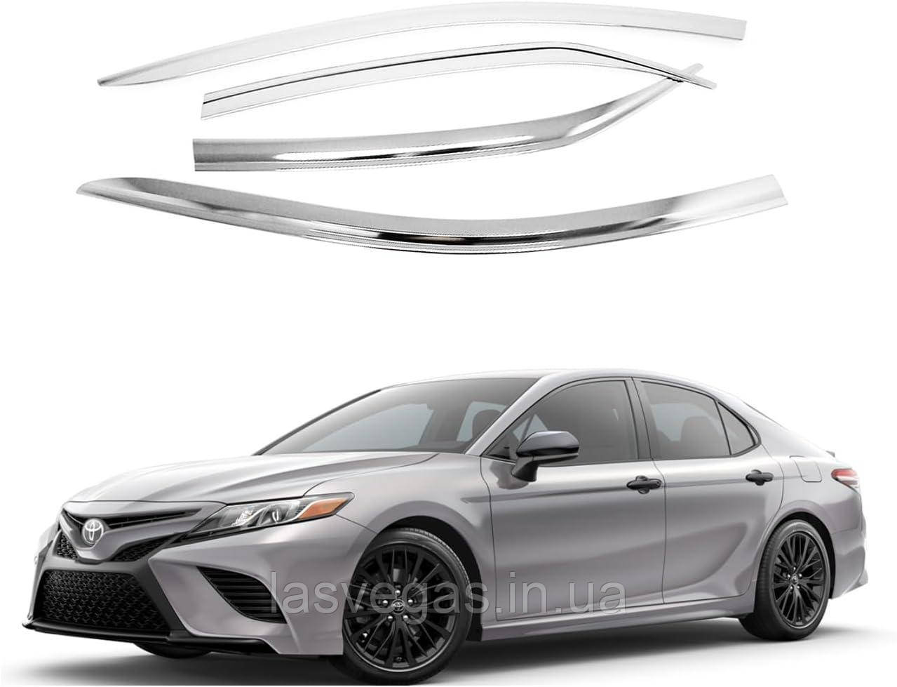 Дефлектори вікон, вітровики хромовані Toyota Camry V70 2017- (Autoclover/Корея/D725), фото 1