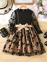 Ошатна сукня для дівчинки з фатину з оксамитовими квітами на свято чи фотосесію 110(4-5 років)