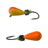 Блешня Вольфрамова "Латишка" Крапля - З кубиком хамелеон - Ø3,7мм - 1,1г - Червоно-жовтий - Kumho №14 - Латвія (МК1033)