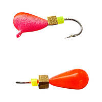 Блешня Вольфрамова "Латишка" Крапля - З кубиком золото - Ø4,2мм - 1,1г - Червоно-рожевий - Kumho №14 - Латвія (МК1032)