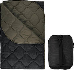 Ковдра тактична кемпінгова з чохлом — Чорна з сірим — 150 × 200 см KT7001009 — з кнопками для використання під пончо