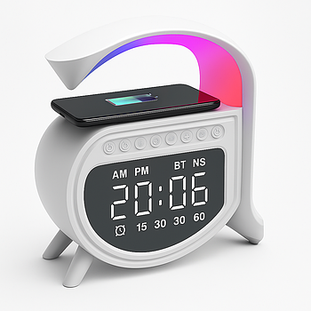 Бездротова зарядна станція нічник 4в1, 15Вт /Зарядний пристрій / Зарядна док станція для телефону