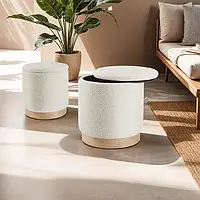 Набір з 2 пуфів із місцем для зберігання Orchide,  кремового кольору