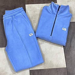 Жіночий блакитний костюм з голом на блискавці "Фліс" Розміри: 44,48,52 (18147-9)