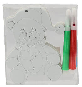 Набір прикрас для розфарбовування Chomik Ведмідь 3 шт 10 см і фломастери 4 шт.