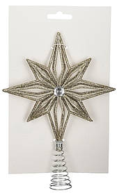 Ялинкова пластикова верхівка Mica Decorations Зірка 20 см, пастель, шампань