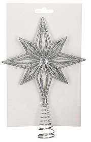 Ялинкова пластикова верхівка Mica Decorations Зірка 20 см, пастель, срібляста