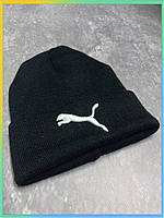 DU Шапка Puma чорна New Dub вовняна унісекс для спорту та повсякденного носіння в'язана з логотипом TOK19\C