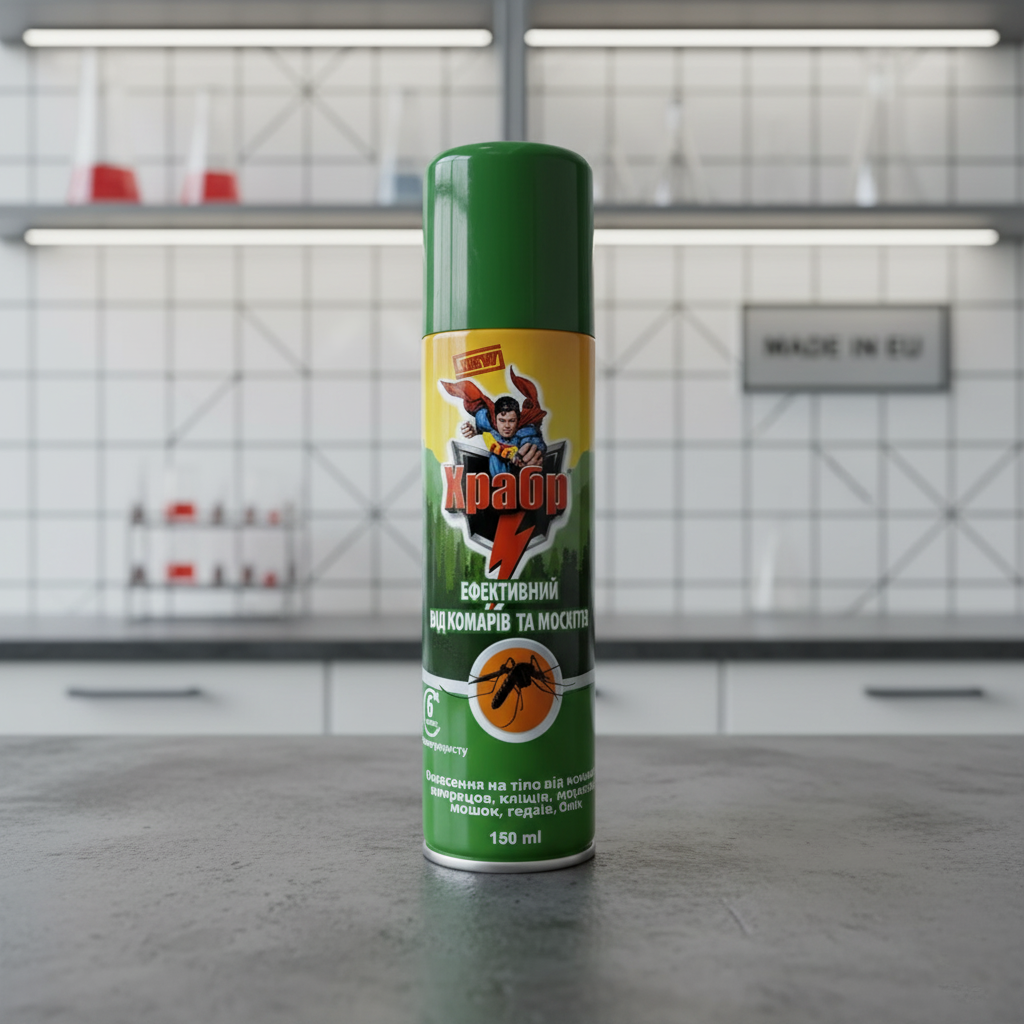 Аерозоль спрей від комарів, бліх і москітів Храбр Озононеруйнуючий 150 мл, фото 1